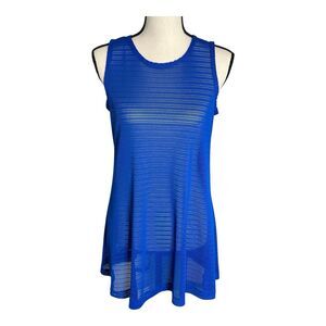 La Blanca Sleeveless Scoop Neck Semi‎ Sheer Swim Cover Up Blue Medium